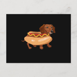 Carte Postale Chien drôle Teckel Hot Dog Restauration rapide