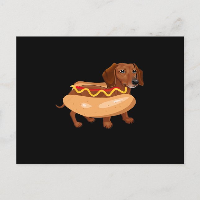 Carte Postale Chien drôle Teckel Hot Dog Restauration rapide (Devant)