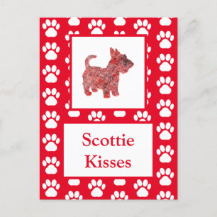 Carte Postale Chien écossais embrasse Silhouette dans une grille
