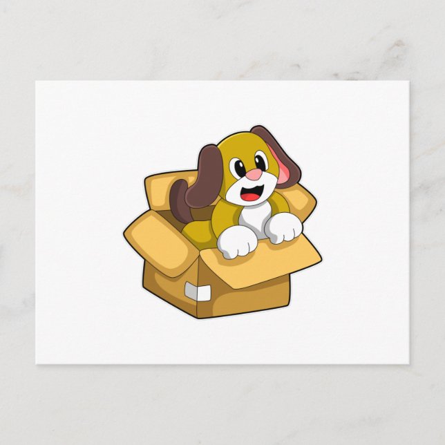 Carte Postale Chien en boîte (Devant)