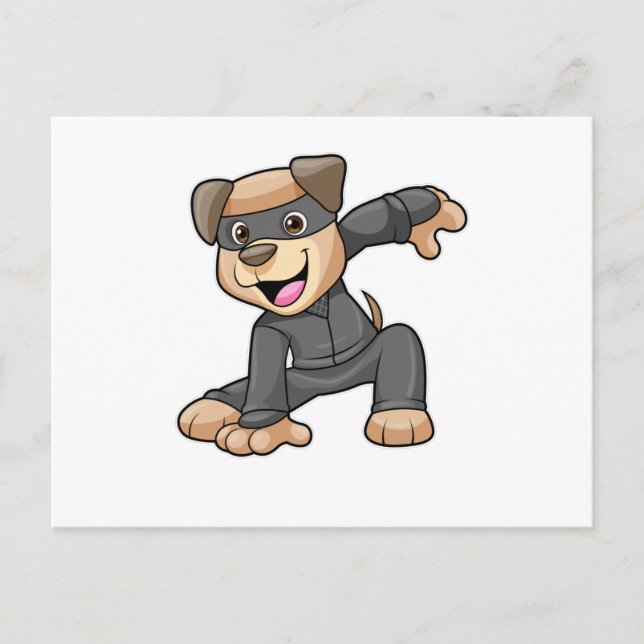 Carte Postale Chien en costume de ninja (Devant)