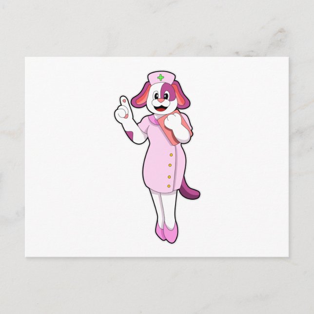 Carte Postale Chien en infirmière (Devant)