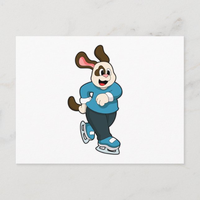 Carte Postale Chien en patin à glace avec des patins à glace (Devant)
