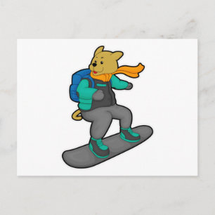 Carte Postale Chien en tant que snowboardeur avec planche à neig