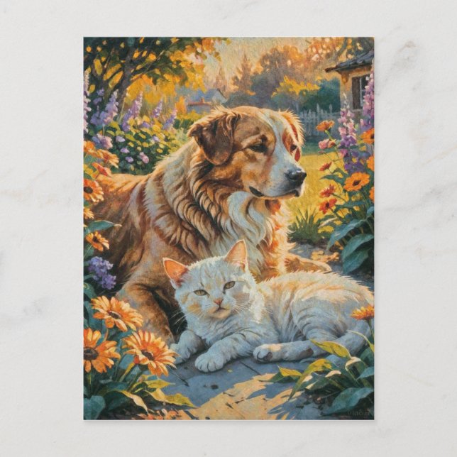 Carte Postale Chien et Chat (Devant)
