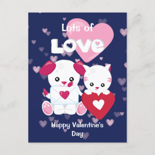Carte Postale Chien et chatte chatte chatte chatte Saint Valenti