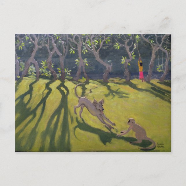 Carte Postale Chien et singe 1998 (Devant)