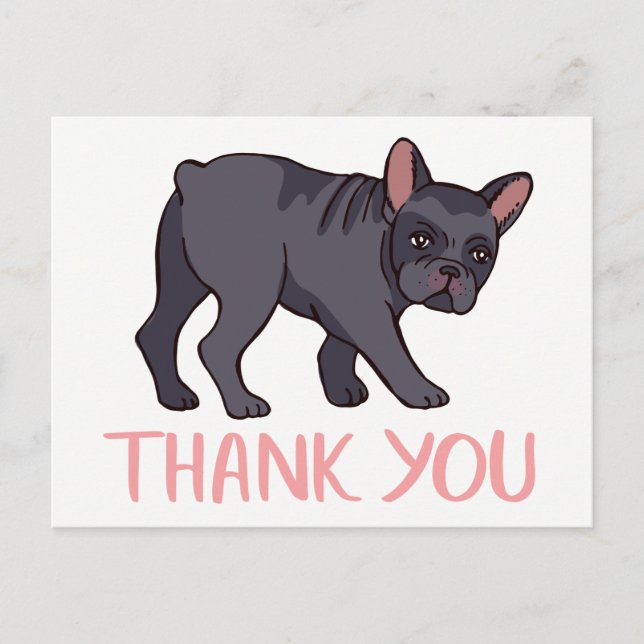 Carte Postale Chien français mignon Merci de Bulldog Français Ch (Devant)
