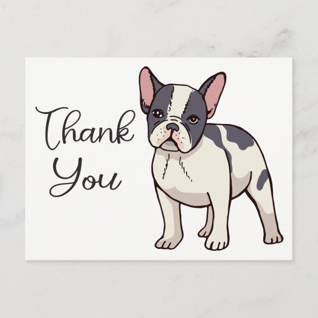 Carte Postale Chien français mignon Merci de Bulldog Français Ch (Devant)