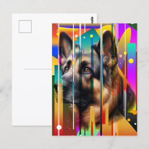 Carte Postale Chien Géométrique Moderne  