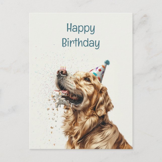 Carte Postale Chien Golden Retriever d'anniversaire (Devant)