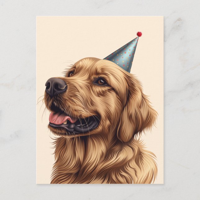 Carte Postale Chien Golden Retriever d'anniversaire (Devant)