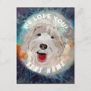 Carte Postale Chien heureux, Labradoodle souriant