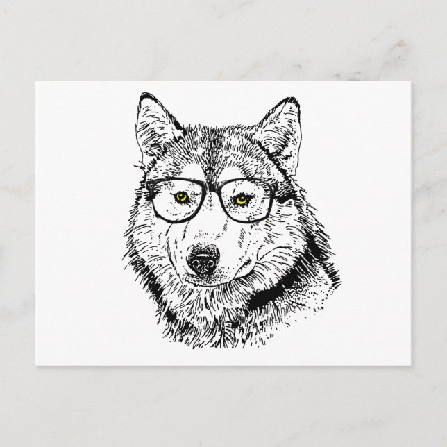 Carte Postale Chien Hipster (Devant)