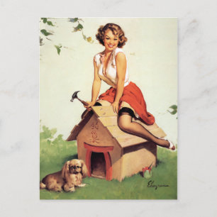 Carte Postale Chien House Pin Up