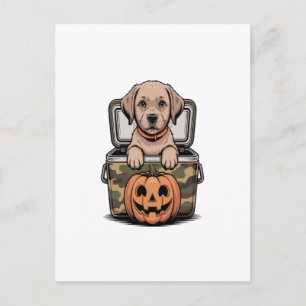 Carte Postale Chien Labrador Brun Halloween Effrayant