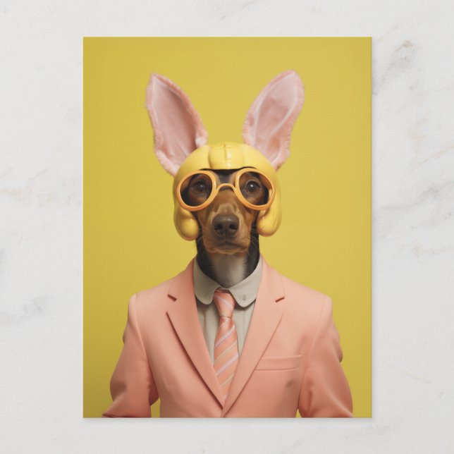 Carte Postale Chien lapin de Pâques Dapper (Devant)