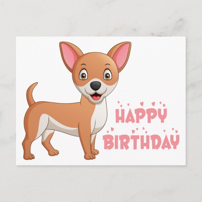 Carte Postale Chien Mignon Chiot Dessin Animé Drôle Anniversaire (Devant)