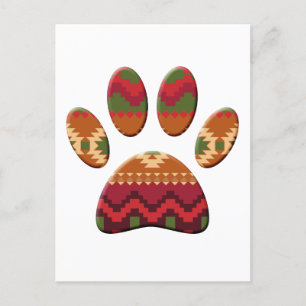 Carte Postale Chien Motif Aztèque Paw