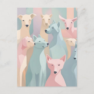 Carte Postale Chien Motif Pastel couleurs minimaliste illustrati