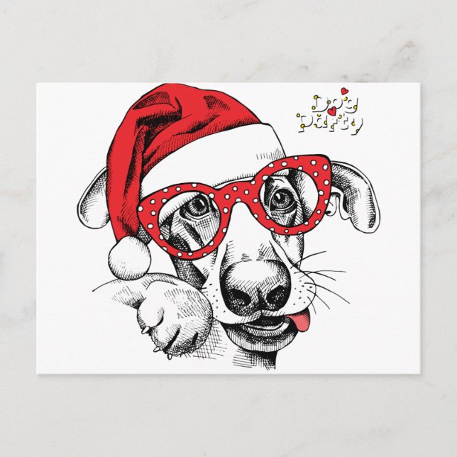 Carte Postale Chien, Noël, Fêtes, Décorations, Célébration (Devant)