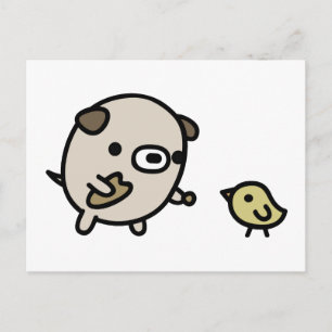 Carte Postale Chien nourrissant l'oiseau