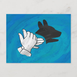 Carte Postale Chien Ombré sur bleu