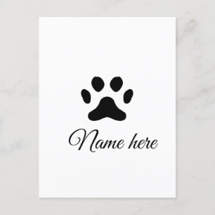 Carte Postale Chien patte noir animal ajouter nom texte animal p