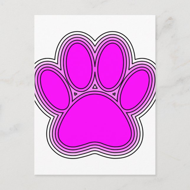 Carte Postale Chien Paw En Rose Avec Des Contours (Devant)