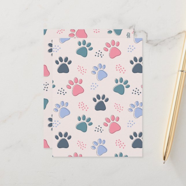 Carte Postale Chien Paws Animal Cute Pet Pis Pour Animaux Cadeau (Devant/Arrière en situation)