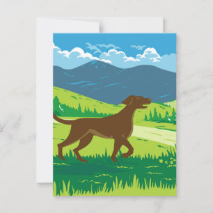 Carte Postale Chien pointer anglais avec le mont Redfield dans l