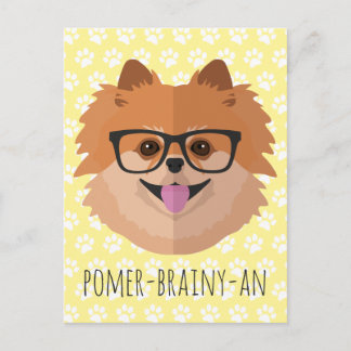 Carte Postale Chien Poméranien En Verres Nerd | POMER-BRAINY-AN
