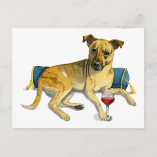 Carte Postale Chien Sassy Profitant De La Peinture D'Aquarelle D