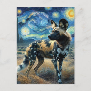 Carte Postale Chien sauvage africain Starry Night Van Gogh