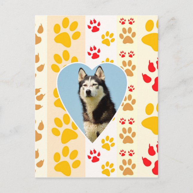 Carte Postale Chien sibérien - pattes cardiaques Imprimer (Devant)