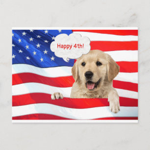 Carte Postale chien sur le drapeau pour affaires merci