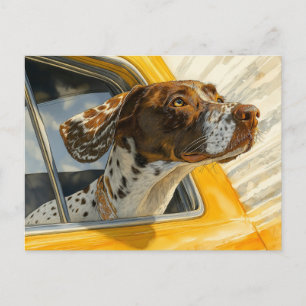 Carte Postale Chien tacheté sur l'art de rouler en voiture Impri