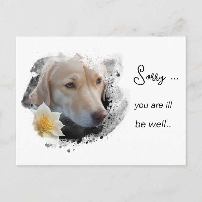 Carte Postale *~ Chien Tan AP61 Obtenir bien Fleur triste (Devant)