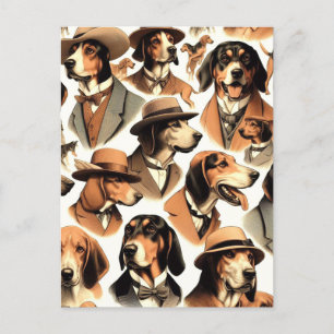 Carte Postale Chien vintage sans soudure