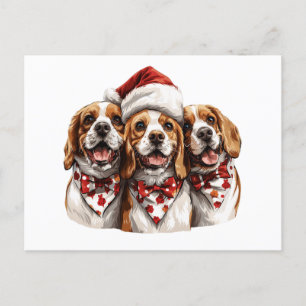 Carte Postale Chiens Beagles de Noël