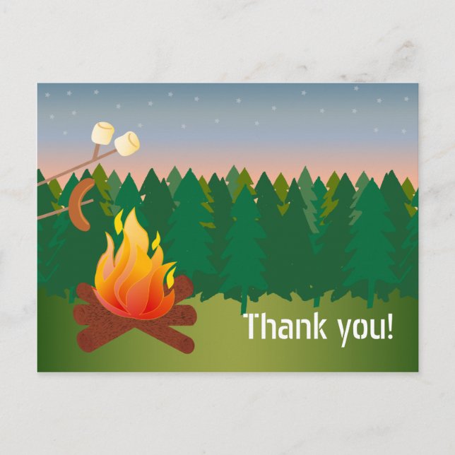 Carte Postale Chiens chauds et S'mores Merci de feu de camp (Devant)