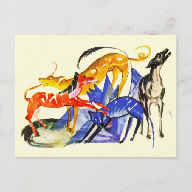 Carte Postale Chiens colorés (Devant)