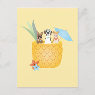 Carte Postale Chiens d'ananas Pina Colada
