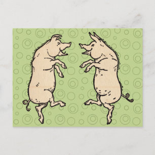 Carte Postale Chiens de danse antiques : Jig de pige Vintage fan