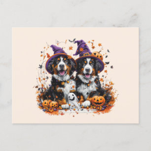 Carte Postale Chiens de montagne bernois d'Halloween Fantôme de