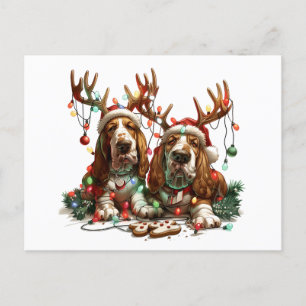 Carte Postale Chiens de Noël Basset Hound
