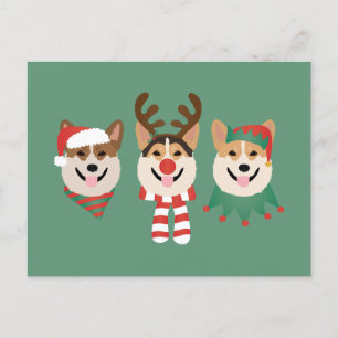 Carte Postale Chiens de Noël Pembroke Welsh Corgi