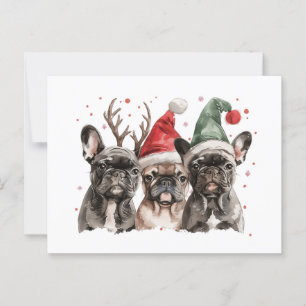 Carte Postale Chiens de rennes de taureau français de Noël