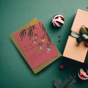 Carte Postale Chiens de rennes enjoués Illustration de Noël