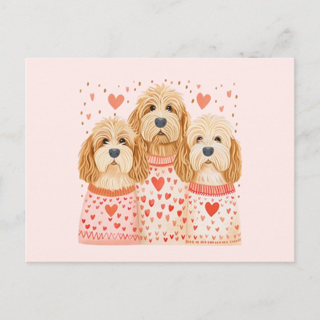 Carte Postale Chiens de Valentine Goldendoodle (Devant)